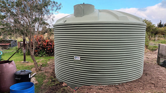 A Promax ENDURO water tank installed at a Te Hiku whānau property in the Far North as part of the Puna Wai Ora drought relief programme